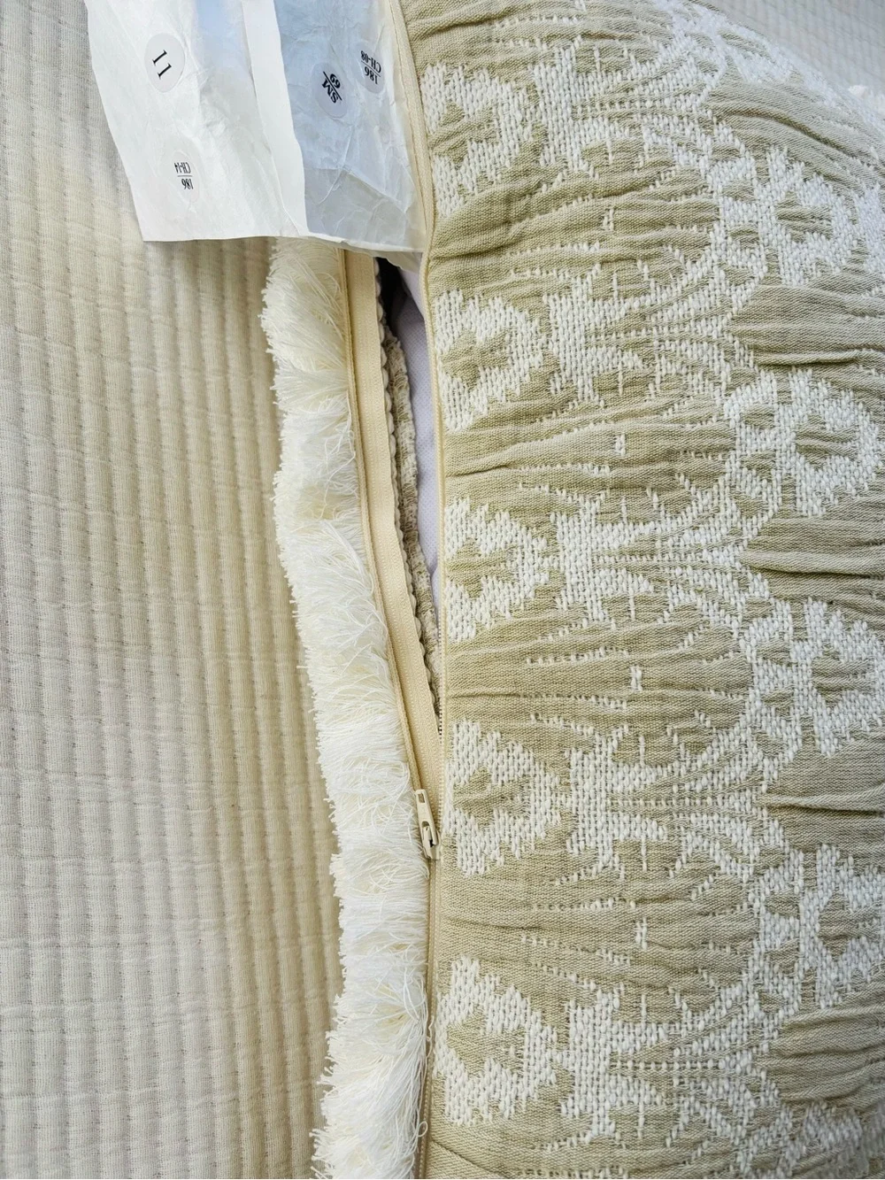 Threshold x Studio McGee Lumbar Woven Shell Block Fringe Pillow Natural NWT